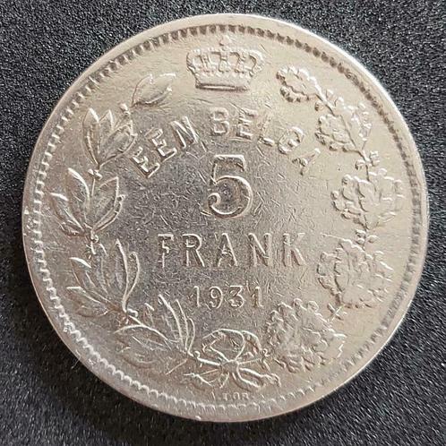 Belgium 1931 - 5 Fr/1 Belga VL - Albert I - Morin 385a - FDC, Timbres & Monnaies, Monnaies | Belgique, Monnaie en vrac, Envoi