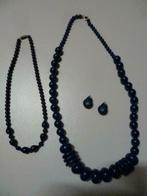 3 colliers bleus + 1 paire de boucles d'oreilles, Bijoux, Sacs & Beauté, Colliers, Synthétique, Bleu, Enlèvement ou Envoi, Neuf