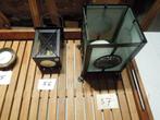 N56 - N57 lantaarn met elekt.(batterij) licht en kaarsen hou, Tuin en Terras, Ophalen of Verzenden, Zo goed als nieuw, Glas, Batterij