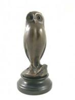 bronzen sculptuur - beeld van een oehoe op voet -uil, Enlèvement ou Envoi, Neuf