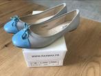 Ballerines cuir beige/gris,bout turquoise, cuir, pointure 37, Fille, Raxmax, Neuf, Chaussures