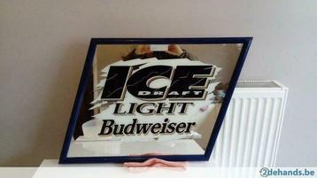 Reclame spiegel bier budweiser, Verzamelen, Biermerken, Ophalen of Verzenden, Gebruikt