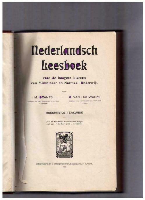 Nederlandssch Leesboek, door M. Brants & O.Van Hauwaert - 19, Boeken, Schoolboeken, Gelezen, Nederlands, ASO, Ophalen of Verzenden