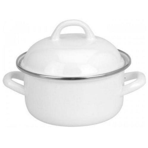 Mini pan kookpan met deksel emaille 14 cm, Huis en Inrichting, Keuken | Potten en Pannen, Nieuw, Kookpan of Snelkookpan, Overige materialen
