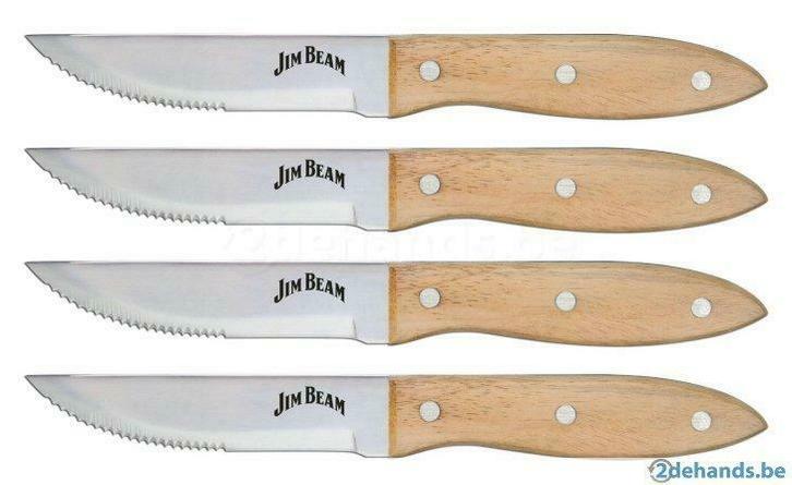 Jim Beam BBQ steakmessenset roestvrij staal 4-delig, Huis en Inrichting, Keuken | Bestek, Nieuw, Ophalen of Verzenden