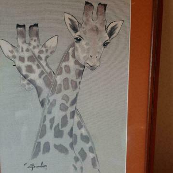 illustration de deux têtes de girafes beschikbaar voor biedingen