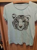 tshirt lichtgroen met tijger op large, Kleding | Dames, Maat 42/44 (L), MET, Ophalen of Verzenden, Korte mouw