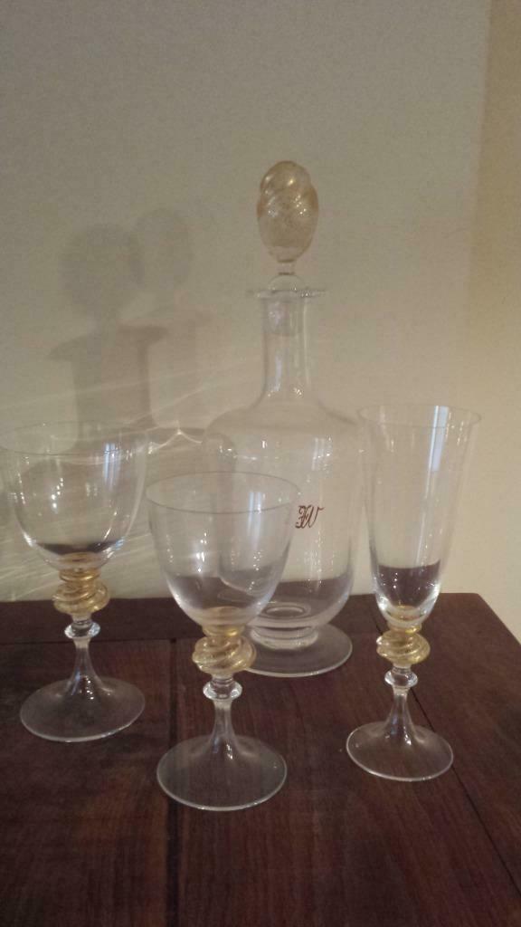 glasservies , handgeblazen , venetiaans met bladgoud, Antiek en Kunst, Antiek | Glaswerk en Kristal, Ophalen