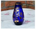 vase en verre bleu decor or, Ophalen of Verzenden