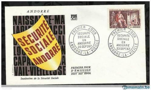 securite sociale en andorre . 23 septembre 1967 . andorre, Timbres & Monnaies, Timbres | Europe | France, Affranchi