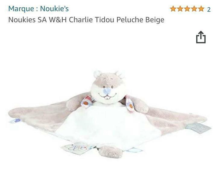 Doudou Noukies Charlie Tidou NEUF, Kinderen en Baby's, Speelgoed | Knuffels en Pluche, Nieuw