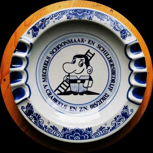 Crabeels Mechelen ruitenwasser schilderwerken Royal delfs, Verzamelen, Rookartikelen, Aanstekers en Luciferdoosjes, Asbak, Ophalen of Verzenden