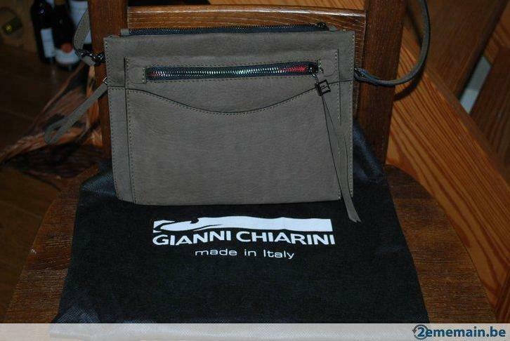 sac en cuir nubuck de couleur taupe foncé GIANNI Chiarini, Handtassen en Accessoires, Tassen | Damestassen, Gebruikt, Ophalen of Verzenden