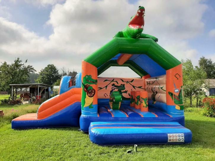 Springkasteel Krokodil te huur 90€/dag 150€/Weekend, Kinderen en Baby's, Speelgoed | Buiten | Springkussens, Zo goed als nieuw