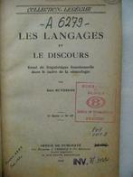 Linguistique fonctionnelle (1943), Livres, Livres d'étude & Cours, Eric Buyssens, Utilisé, Enlèvement ou Envoi, Enseignement supérieur