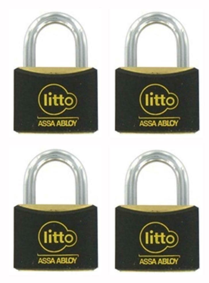 4 Litto 30 mm koperen hangsloten met dezelfde sleutel, Motoren, Accessoires | Sloten, Nieuw, Ophalen of Verzenden