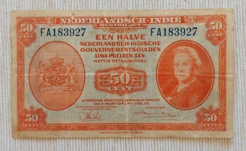 Netherlands East Indies - 50 Cent ‘Muntbiljet Wilhelmina’, Timbres & Monnaies, Billets de banque | Pays-Bas, Billets en vrac, Envoi
