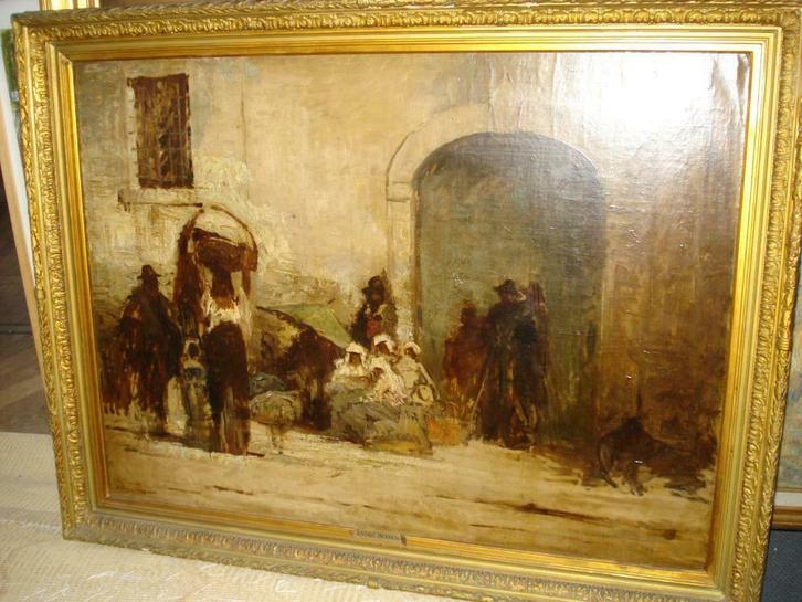 ca1884 André HENNEBICQ Orientalisme grote olie/doek N-Afrika, Antiek en Kunst, Kunst | Schilderijen | Klassiek, Ophalen