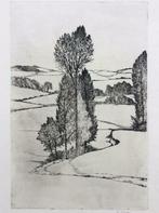 Eugeen Yoors (Antwerpen, 1879 – Berchem, 1975)  Landschap, Antiek en Kunst, Kunst | Etsen en Gravures, Ophalen of Verzenden