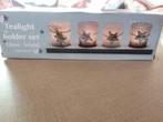 Theelichtjes houder set., Enlèvement ou Envoi, Bougie, Crème, Bois