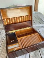 Grande boîte à cigares/cigarettes bois et cuir, Briquet, Enlèvement ou Envoi
