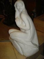 1954 Antoon VAN PARIJS marbre carrare femme nue assis signé., Enlèvement