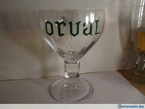 1 verre ORVAL écrit en vert sans bord argenté ., Collections, Marques de bière, Neuf, Enlèvement ou Envoi