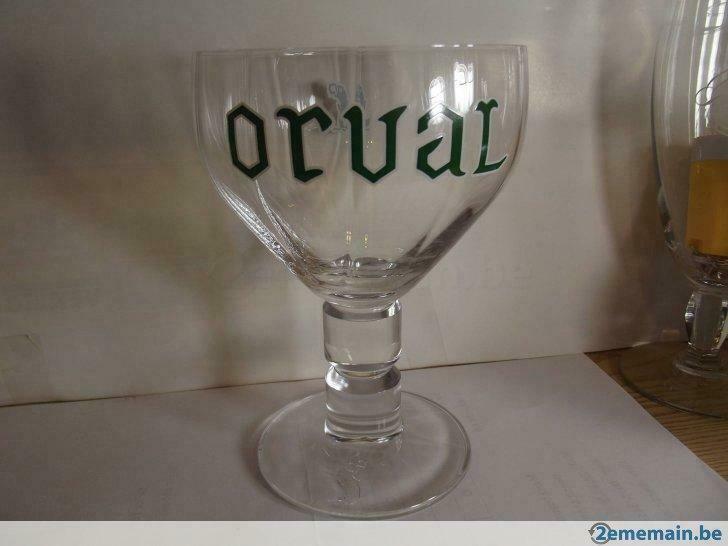 Calice à Bière Orval - Verre à Bord Argenté, Capacité 0,33L, Hauteur 15,2 Cm, Authentique Bière Belge