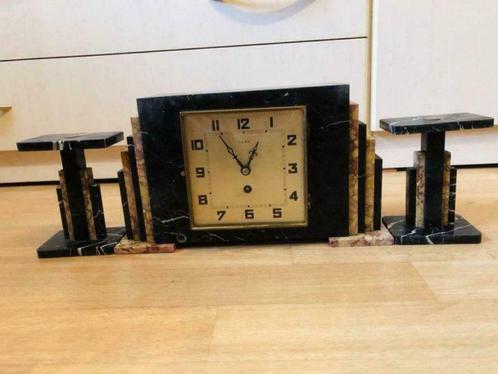 Ancienne pendule horloge cheminée marbre + garnitures UCR, Antiquités & Art, Antiquités | Horloges, Enlèvement