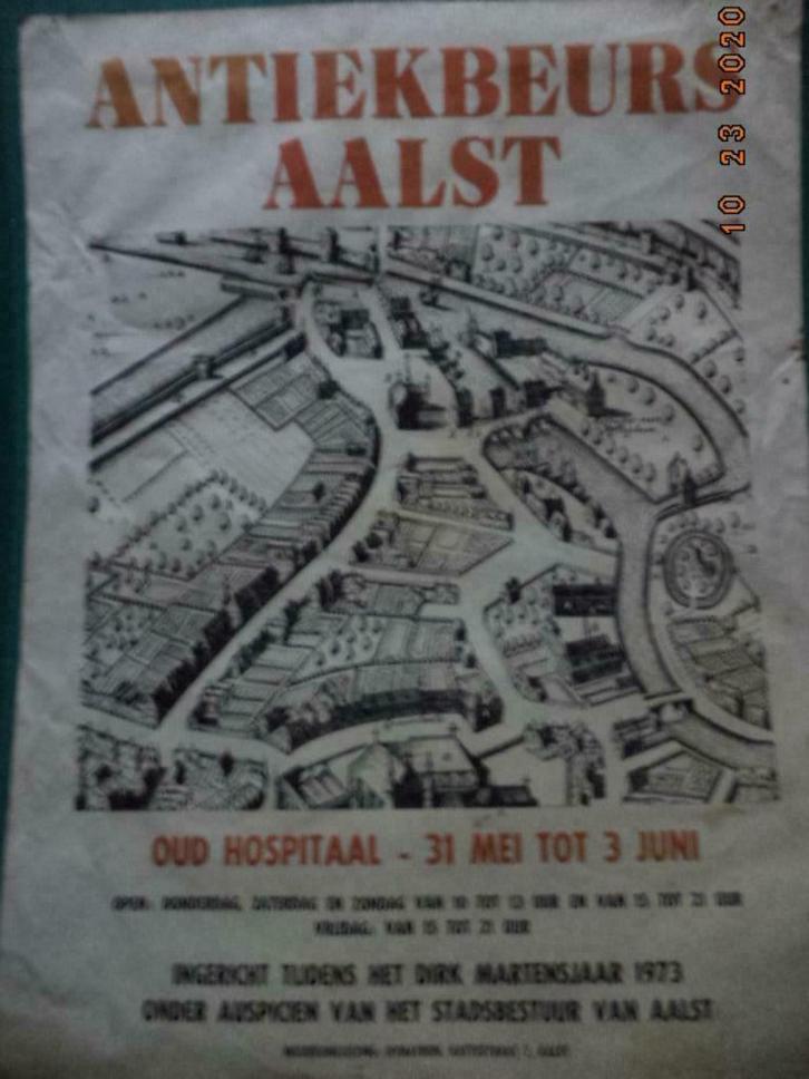 Aalst: Affiche: Antiekbeurs Aalst 1973 (Dirk Martensjaar)., Verzamelen, Overige Verzamelen, Gebruikt, Ophalen of Verzenden