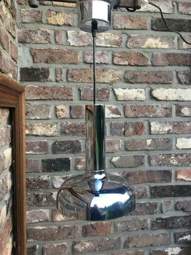 vintage gechromeerde hanglamp, Antiek en Kunst, Curiosa en Brocante, Ophalen of Verzenden
