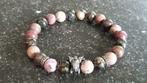 Knappe armband (natuursteen 8mm) met olifant in RVS, Staal, Nieuw, Ophalen of Verzenden, Roze