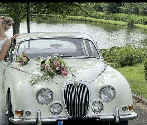 Jaguar oude witte Engelse trouwauto, Diensten en Vakmensen, Verhuur | Auto en Motor, Trouwauto, Met chauffeur