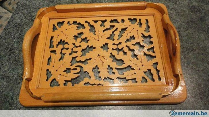 1 plateau en bois laqué travaillé pour servir jamais utilisé, Maison & Meubles, Enlèvement ou Envoi, Neuf