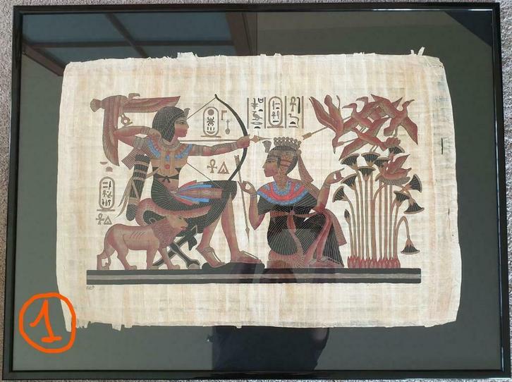 Egyptische papyrus handgeschilderd, Antiek en Kunst, Kunst | Niet-Westerse kunst, Ophalen