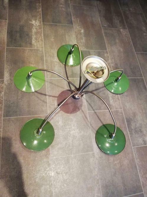 Design octopus hanglamp met 5x émaillé schotels (uniek stuk), Maison & Meubles, Lampes | Plafonniers, Comme neuf, Enlèvement ou Envoi