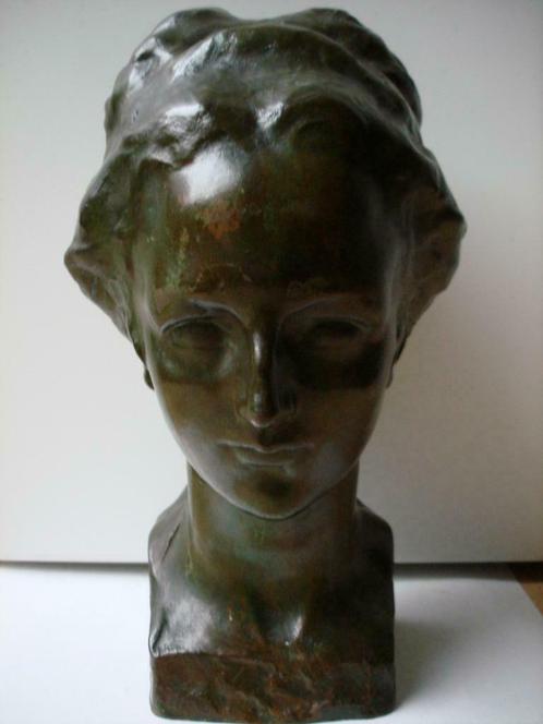 JACQUES MARIN °1877-1950 Art Nouveau bronzen hoofd kop brons, Antiek en Kunst, Kunst | Beelden en Houtsnijwerken, Ophalen