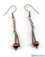 boucles d'oreilles avec perles marron, Bijoux, Sacs & Beauté, Boucles d'oreilles, Brun, Envoi, Neuf