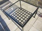 Table carrée en métal laqué noire, 45 à 60 cm, 55 à 75 cm, Métal ou Aluminium, Classique