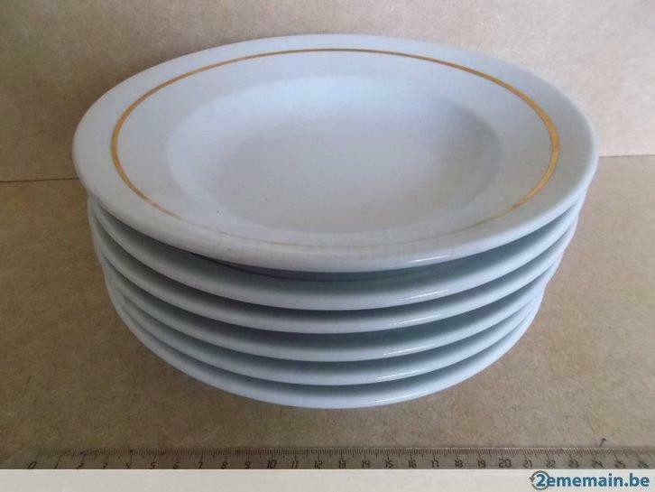 6 Assiettes Creuses en Porcelaine 'La Porcelaine de Baudour', Antiek en Kunst, Antiek | Keramiek en Aardewerk