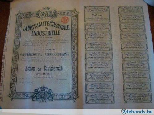 Oud papier dividenten La Mutualité Coloniale et Industrielle, Antiek en Kunst, Antiek | Boeken en Manuscripten, Ophalen of Verzenden