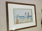 Aquarel Pierre Cox: Dames aan het strand. Made in Hasselt, Ophalen