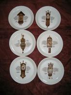 Vintage set van 6 borden met de oude klokken afbeelding, Antiek en Kunst, Antiek | Porselein, Ophalen of Verzenden