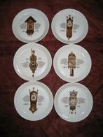 Vintage set van 6 borden met de oude wand klokken afbeelding, Antiek en Kunst, Ophalen of Verzenden