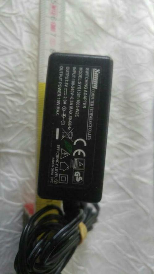 Chargeur adapter lader sunny sys1381-1005-w2e 5v 2a 3.45mm, Computers en Software, Pc- en Netwerkkabels, Zo goed als nieuw, Ophalen of Verzenden