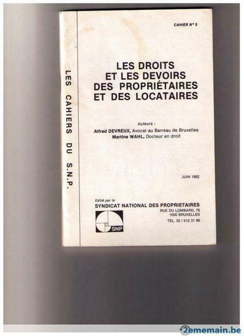 Les droits et devoirs des propriétaires et locataires, 1982, Livres, Catalogues & Dépliants, Utilisé, Enlèvement ou Envoi