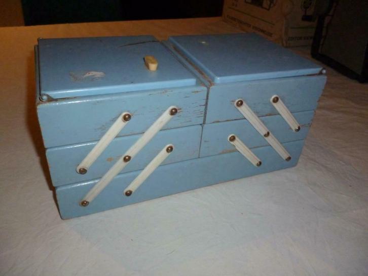 Boîte à couture vintage en bois ancienne petite travailleuse, Hobby & Loisirs créatifs, Couture & Fournitures, Utilisé, Enlèvement ou Envoi