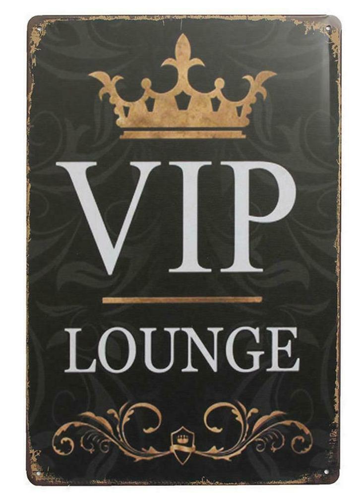 USA metalen plaat VIP Lounge - boudoir stijl - 30x20cm - NEW, Verzamelen, Merken en Reclamevoorwerpen, Nieuw, Reclamebord, Verzenden
