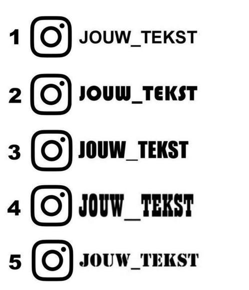 Eigen Instagram Naam Stickers in meer dan 60 Kleuren !, Auto diversen, Autostickers, Verzenden