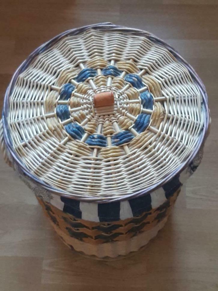 rieten (was)mand vuile was+deksel+handvaten+stoffen voering, Huis en Inrichting, Badkamer | Badtextiel en Accessoires, Nieuw, Overige typen